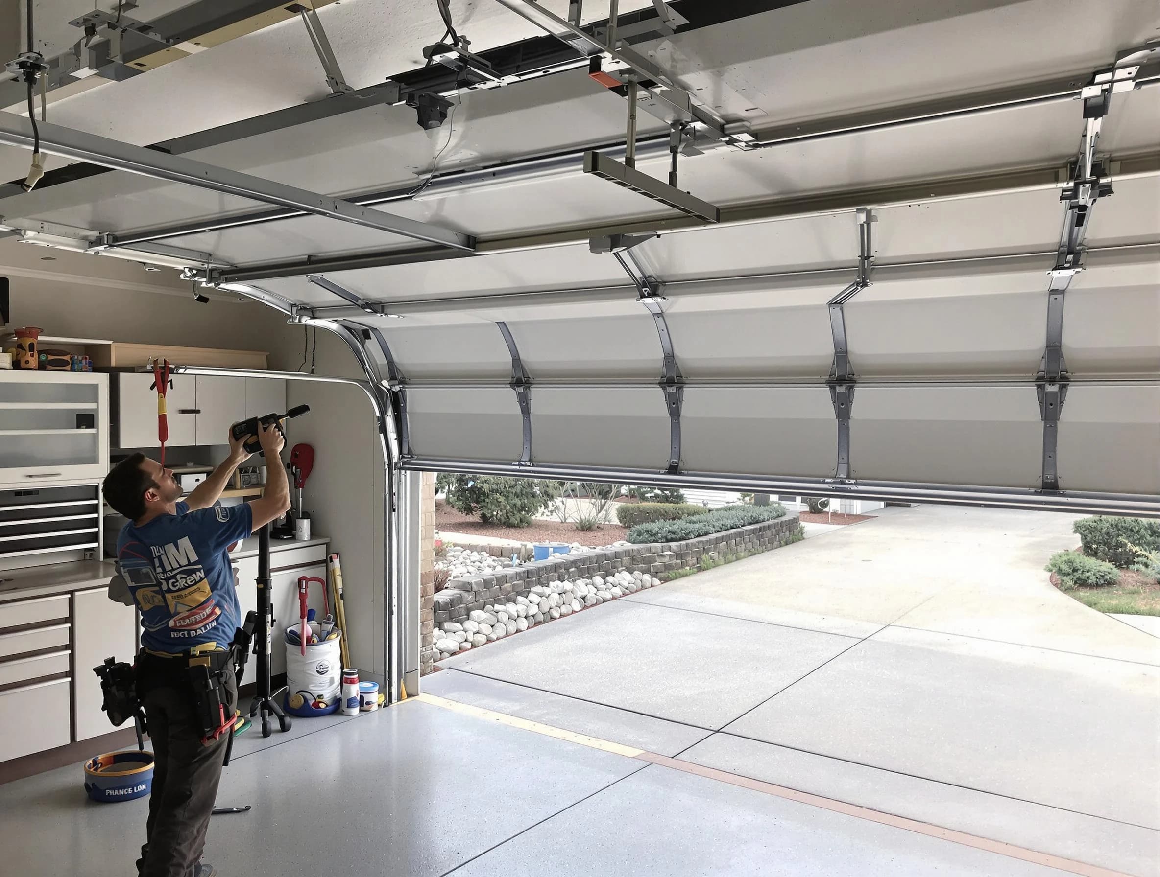 Garage door track repair service by Slaughterville Garage Door Repair in Slaughterville