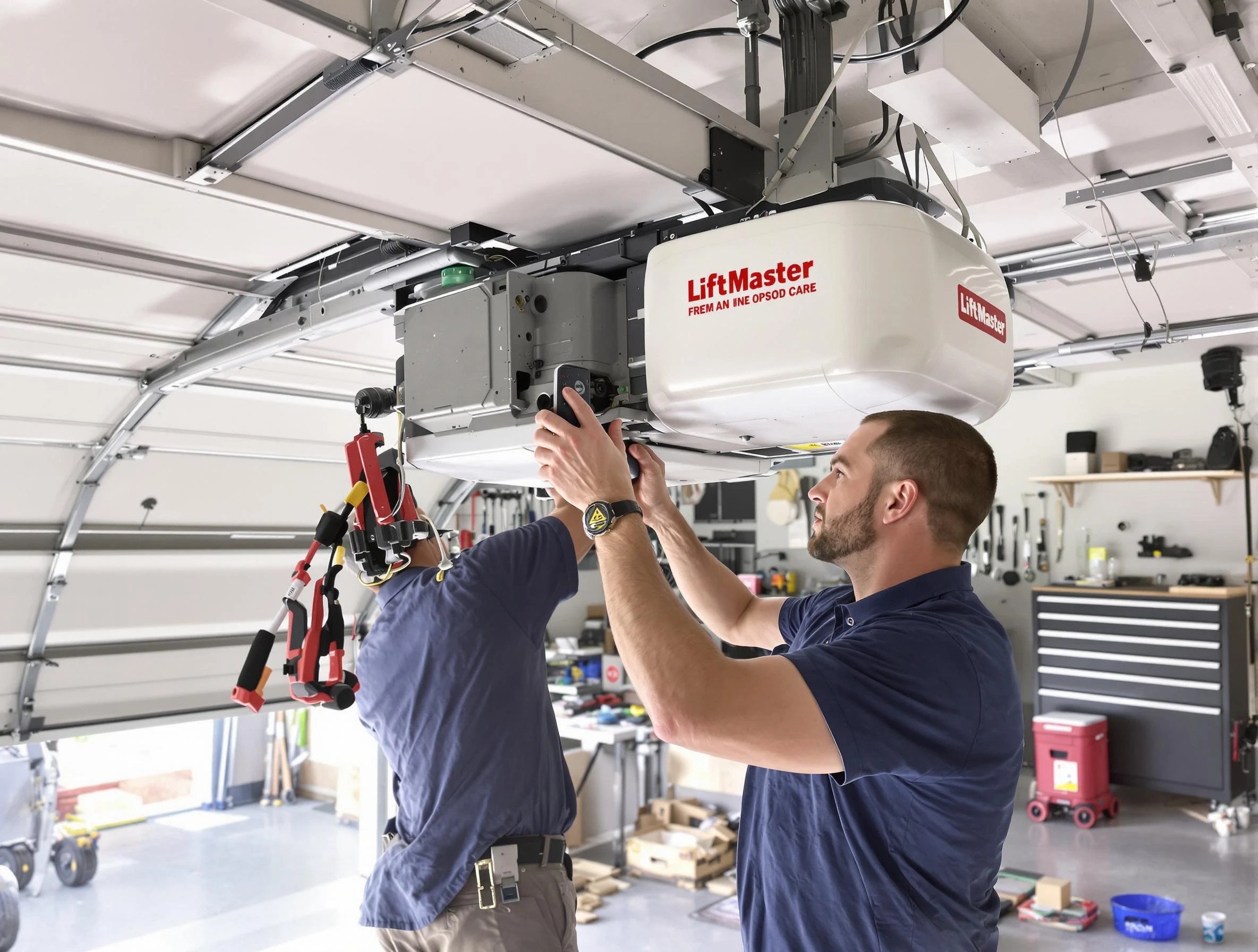 Slaughterville Garage Door Repair technician performing advanced diagnostics on garage opener in Slaughterville